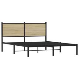 Berkfield Home Metal Bed Frame without Mattress Sonoma Oak 140x200 cm in Brown - thumbnail 3