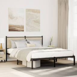 Berkfield Home Metal Bed Frame without Mattress Sonoma Oak 140x200 cm in Brown - thumbnail 2