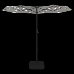 Berkfield Home Double-Head Parasol with LEDs Sand White 316x240 cm - thumbnail 6