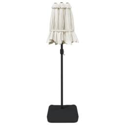 Berkfield Home Double-Head Parasol with LEDs Sand White 316x240 cm - thumbnail 7