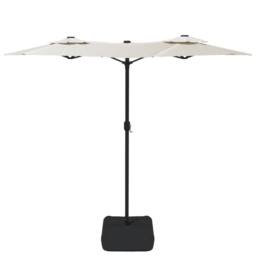 Berkfield Home Double-Head Parasol with LEDs Sand White 316x240 cm - thumbnail 5