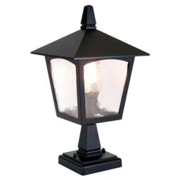 Netlighting York 1 Light Outdoor Pedestal Lantern Black IP43 E27 - thumbnail 1