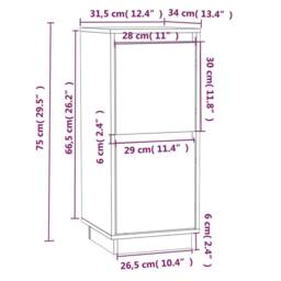 Berkfield Home Sideboards 2 pcs Grey 31.5x34x75 cm Solid Wood Pine - thumbnail 8