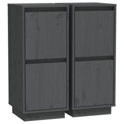 Berkfield Home Sideboards 2 pcs Grey 31.5x34x75 cm Solid Wood Pine - thumbnail 3
