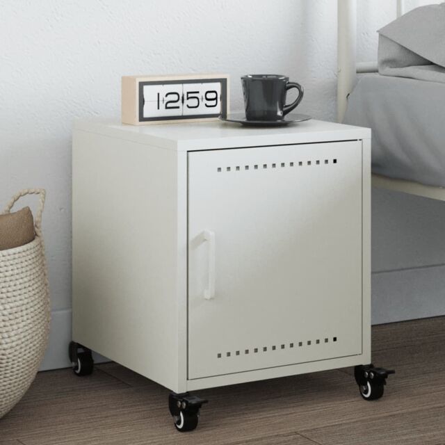 Berkfield Home Bedside Cabinet White 36x39x43.5 cm Steel - image 1