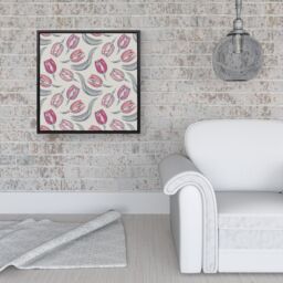 Warren Reed - Designer Tulips Framed Canvas in Black - Size: w40 inch x h40 inch - thumbnail 2
