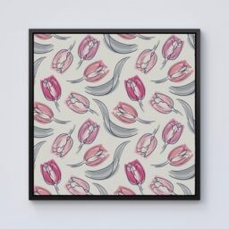 Warren Reed - Designer Tulips Framed Canvas in Black - Size: w40 inch x h40 inch - thumbnail 1