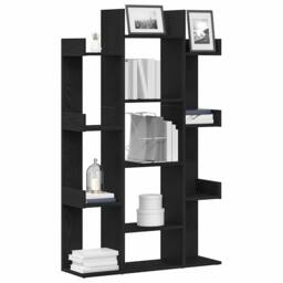 Berkfield Home Modern Black Oak Book Cabinet 86x25.5x140 cm Made from Engineered Wood - thumbnail 1