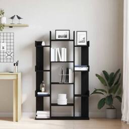 Berkfield Home Modern Black Oak Book Cabinet 86x25.5x140 cm Made from Engineered Wood - thumbnail 4