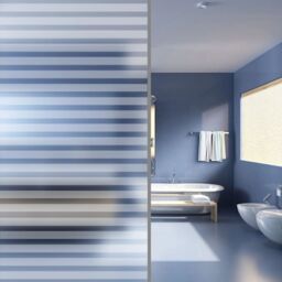 Berkfield Home Frosted Privacy Window Film Adhesive Stripes 0.9x20 m in White - thumbnail 1