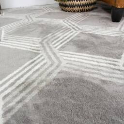 Kukoon Silver Grey Modern Geometric Living Area Rug in Mid Grey - Size: 60 cm x 240 cm - thumbnail 3