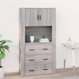 Berkfield Home Wall Cabinet Grey Sonoma 80x33x80 cm Engineered Wood - Size: 80 x 33 x 80 cm - thumbnail 7