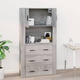 Berkfield Home Wall Cabinet Grey Sonoma 80x33x80 cm Engineered Wood - Size: 80 x 33 x 80 cm - thumbnail 9