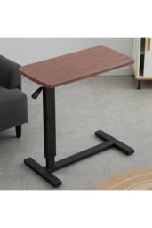 H&O Direct C-shaped Height-Adjustable Portable Overbed Desk in Walnut - thumbnail 4