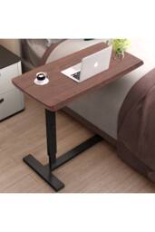 H&O Direct C-shaped Height-Adjustable Portable Overbed Desk in Walnut - thumbnail 2