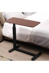 H&O Direct C-shaped Height-Adjustable Portable Overbed Desk in Walnut - thumbnail 3