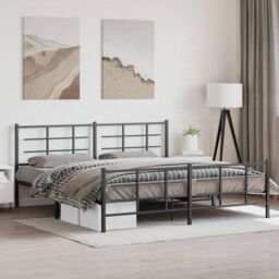 Berkfield Home Metal Bed Frame without Mattress with Footboard Black 193x203cm - Size: 193x203 cm - thumbnail 1