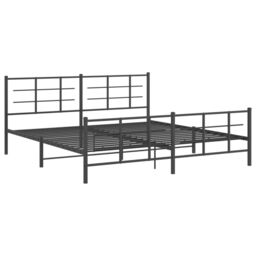 Berkfield Home Metal Bed Frame without Mattress with Footboard Black 193x203cm - Size: 193x203 cm - thumbnail 3