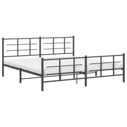 Berkfield Home Metal Bed Frame without Mattress with Footboard Black 193x203cm - Size: 193x203 cm - thumbnail 4