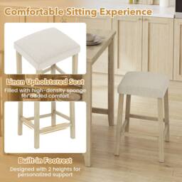 Costway 3PCS Bar Table Set Kitchen Dining Table w/ 2 Stools & Power Outlet - thumbnail 8
