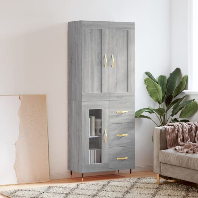 Berkfield Home Highboard Grey Sonoma 69.5x34x180 cm Engineered Wood - image 1