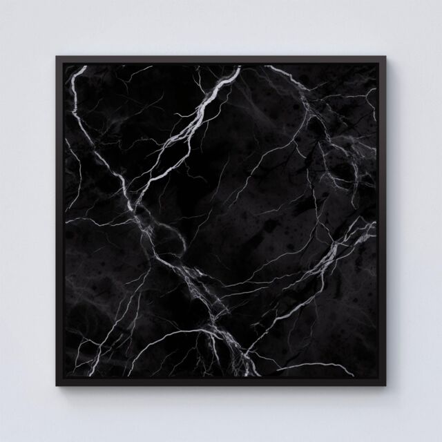 Warren Reed - Designer Black Marble Pattern Framed Canvas - Size: w10 inch x h10 inch - image 1