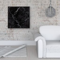 Warren Reed - Designer Black Marble Pattern Framed Canvas - Size: w10 inch x h10 inch - thumbnail 2