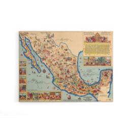 "Artery8 Pictorial Map Of Mexico 1931 Vintage Canvas Wall Art Print - Size: W18"" x H24""" - thumbnail 1