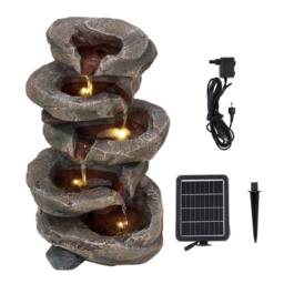 Living and Home Solar-Powered Fountain Accent for Garden Spaces in Brown - thumbnail 1