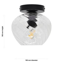 First Choice Lighting Set of 2 Bradson - Clear Swirl Glass Black Ceiling Lights - thumbnail 6