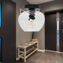 First Choice Lighting Set of 2 Bradson - Clear Swirl Glass Black Ceiling Lights - thumbnail 4