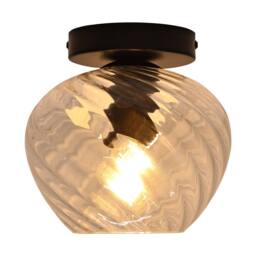 First Choice Lighting Set of 2 Bradson - Clear Swirl Glass Black Ceiling Lights - thumbnail 3