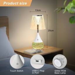 Harper Living RGB Table Lamp, Water Base 7-Colour Changing, Touch Control Mood Light in White - thumbnail 6