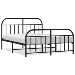 Berkfield Home Metal Bed Frame with Headboard & Footboard Black 180x200 cm Super King - thumbnail 2
