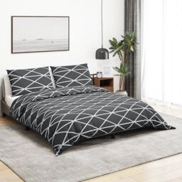 Berkfield Home Duvet Cover Set Grey 200x200 cm Cotton - thumbnail 1