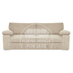 Furnishings For Less UK Delta Large Fabric 3 Seater Sofa With Padded Arms Jumbo Cord in Cream - thumbnail 1