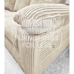 Furnishings For Less UK Delta Large Fabric 3 Seater Sofa With Padded Arms Jumbo Cord in Cream - thumbnail 2