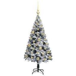 Berkfield Home Artificial Christmas Tree with 150 LEDs with Stand Green 120 cm - thumbnail 4