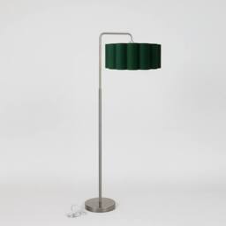 CGC Lighting Kyra Brushed Nickel Angled Floor Lamp with Large Scalloped Lampshade in Metallic Silver - thumbnail 2