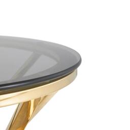 Comfy Living Ltd Round Geometric Design Metal Side Table With Tinted Glass Tempered Top in Gold - Size: 1 Pack - thumbnail 6
