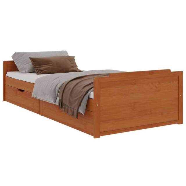 Berkfield Home Bed Frame with Drawers Honey Brown Solid Wood Pine 90x200 cm - image 1