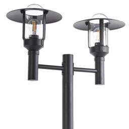 Wyld and Coco 2-Light Black Path Lamp Post - Aluminium with Glass Shades - thumbnail 4