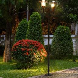 Wyld and Coco 2-Light Black Path Lamp Post - Aluminium with Glass Shades
