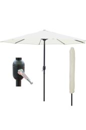 Glamhaus Cream Garden Table Parasol Crank Handle Waterproof Sun Umbrella 2.7M