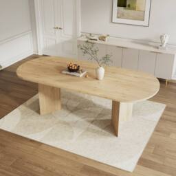 Matteo Modern Extendable Dining Table - Oak Effect, Rounded Corners in Light Oak - thumbnail 3