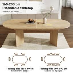 Matteo Modern Extendable Dining Table - Oak Effect, Rounded Corners in Light Oak - thumbnail 5