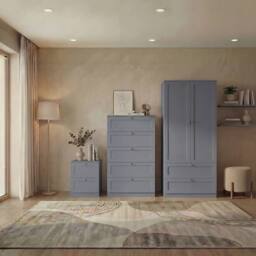 Home Discount Vida Designs Altino 3Pc Bedroom Set(2Dr Bedside, 5Dr Chest, Wardrobe) in Grey - thumbnail 1