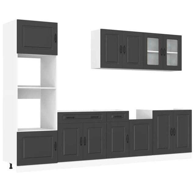 Berkfield Home 7 Piece Kitchen Cabinet Set Kalmar Black Engineered Wood - image 1