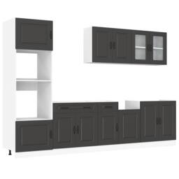 Berkfield Home 7 Piece Kitchen Cabinet Set Kalmar Black Engineered Wood - thumbnail 1
