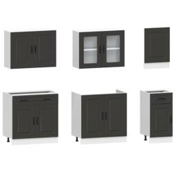 Berkfield Home 7 Piece Kitchen Cabinet Set Kalmar Black Engineered Wood - thumbnail 4